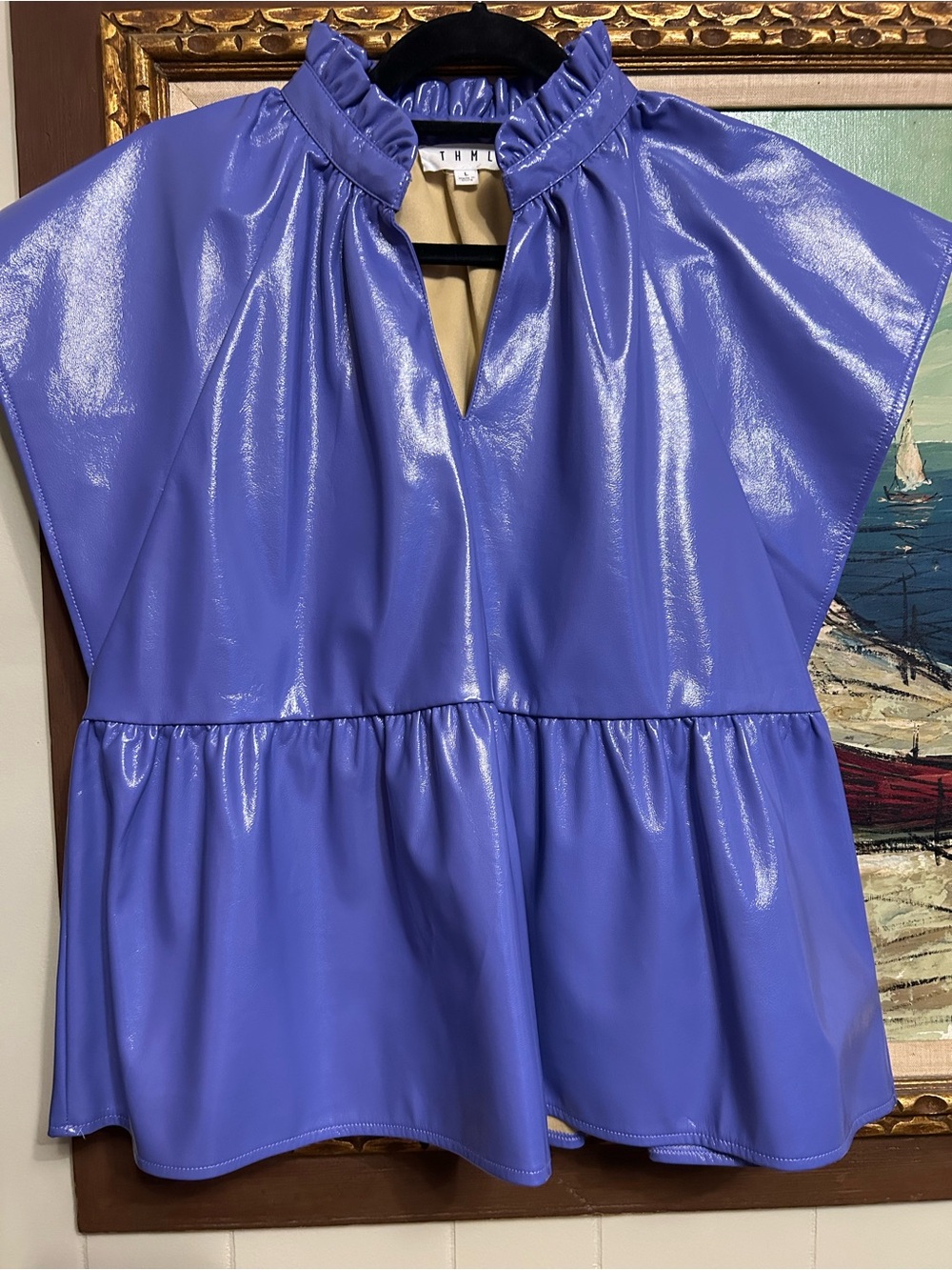 THML Shiny Periwinkle Peplum Tunic